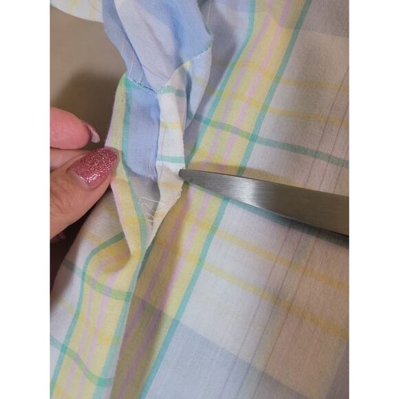 VTG Diane von Furstenberg Women’s M Blue Plaid Button-Up Shirt Blouse EUC - Picture 8 of 10